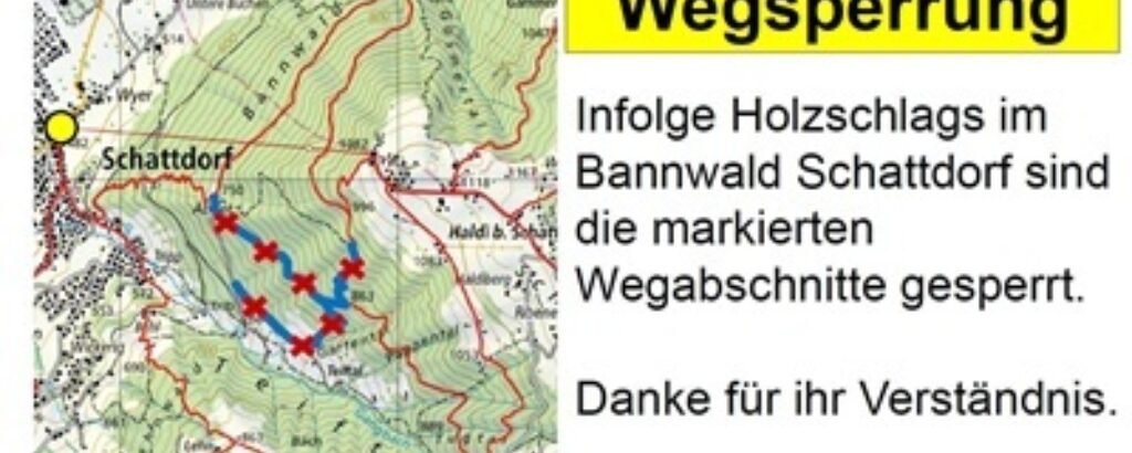 Wanderwegsperrung Bannwald Schattdorf