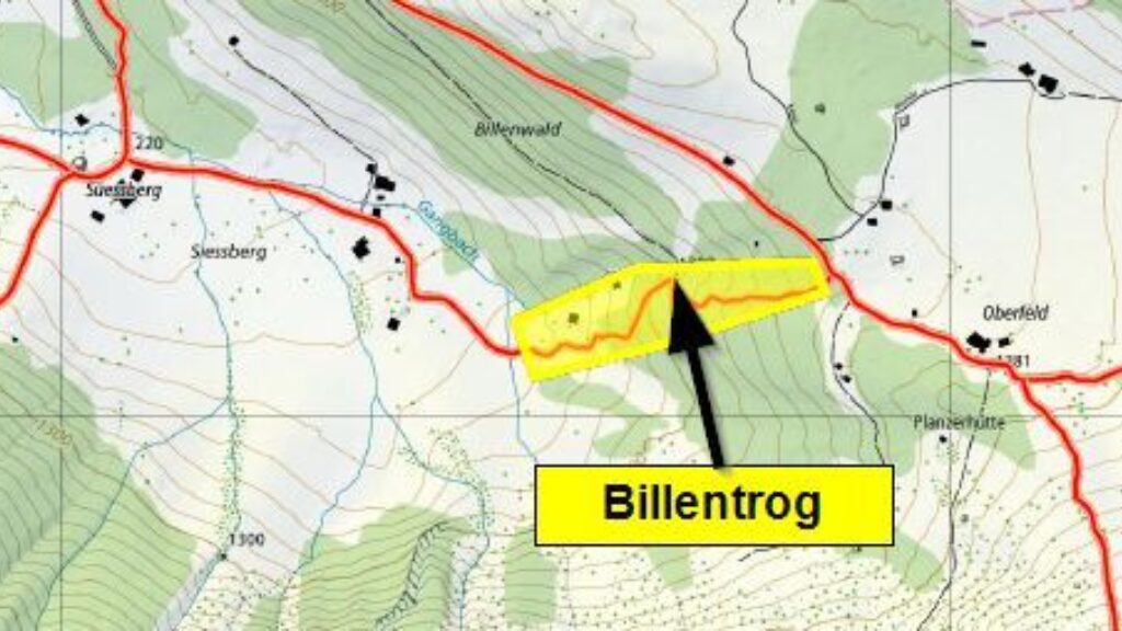 Wanderwegsperrung Billen, Süessberg - Oberfeld